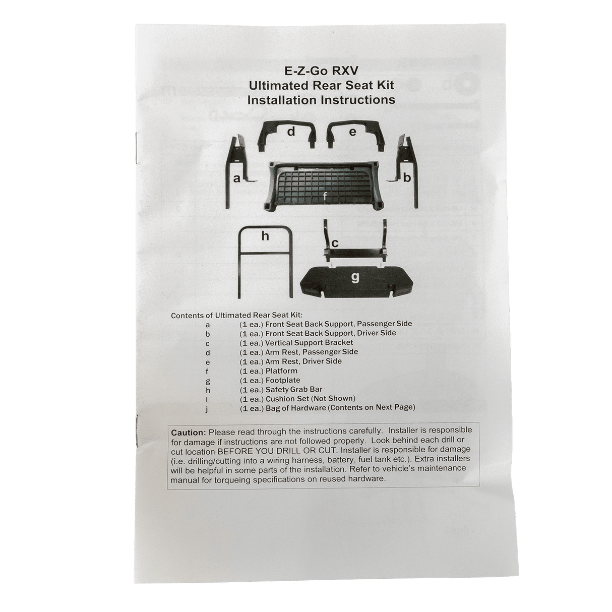 Deluxe Rear Seats + Backrests Black EZGO RXV_REARSEATKIT.EZGO.RXV.BLACK