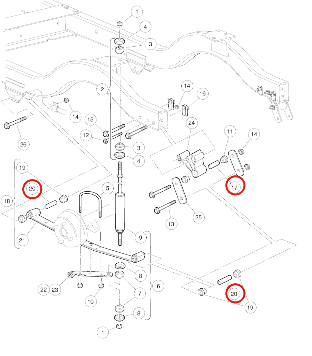 Lower Rear Leaf Spring Sleeve Club Car Precedent, 2004 & Up 102506401_102506401