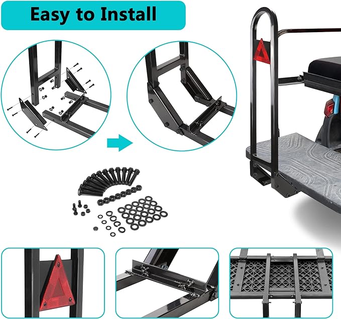 Universal Golf Cart Rear Seat Safety Grab Bar For Rear Seat Kits - Black_DT032