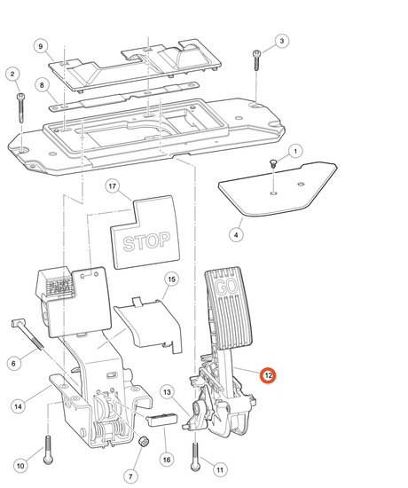 Accelerator Pedal Assembly Club Car Precedent Petrol & Electric models (2009 and Up) OEM 102595502, 102595601_102595502/102595601
