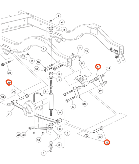Bushing for Club Car DS A-Arms & EZGO TXT & Club Car Precedent Rear Leaf Spring 1015583 70291G01_1015583