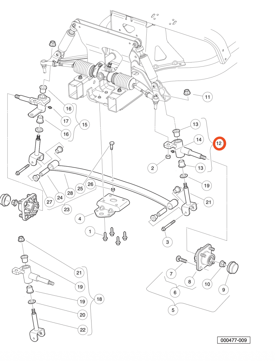 Driver Side Spindle Club Car Precedent G&E 2009+ 102287901/103638701_102287901/103638701
