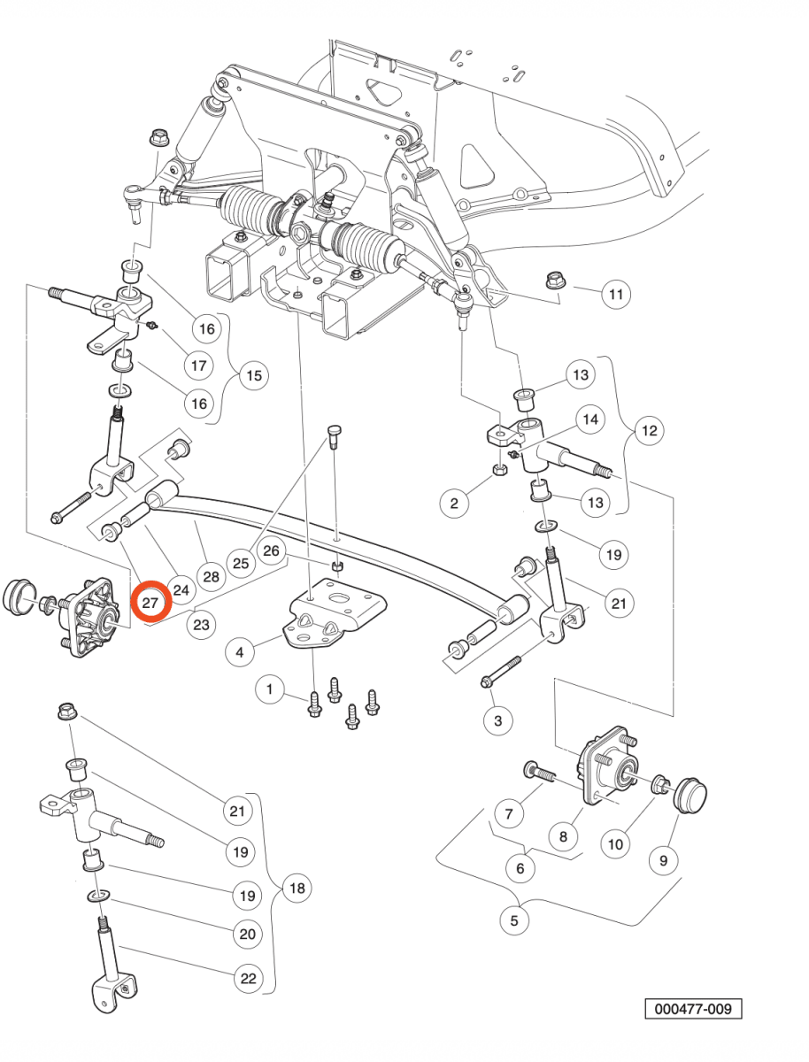 Front Leaf Spring Bushing for Club Car Precedent (Years 2004-Up) 102956201, 102287401_102956201/102287401